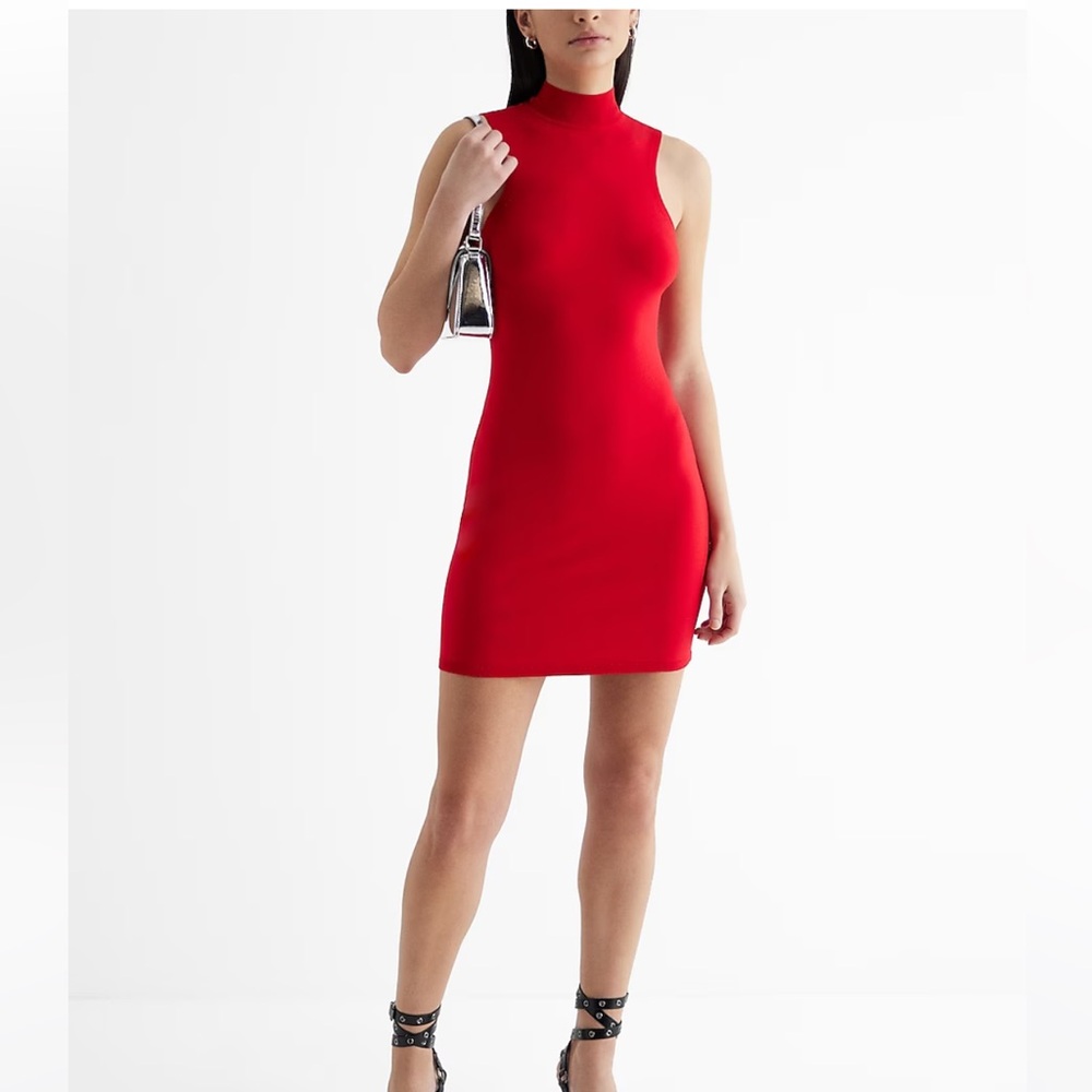 Express Mock Neck Sleeveless Mini Sweater Dress